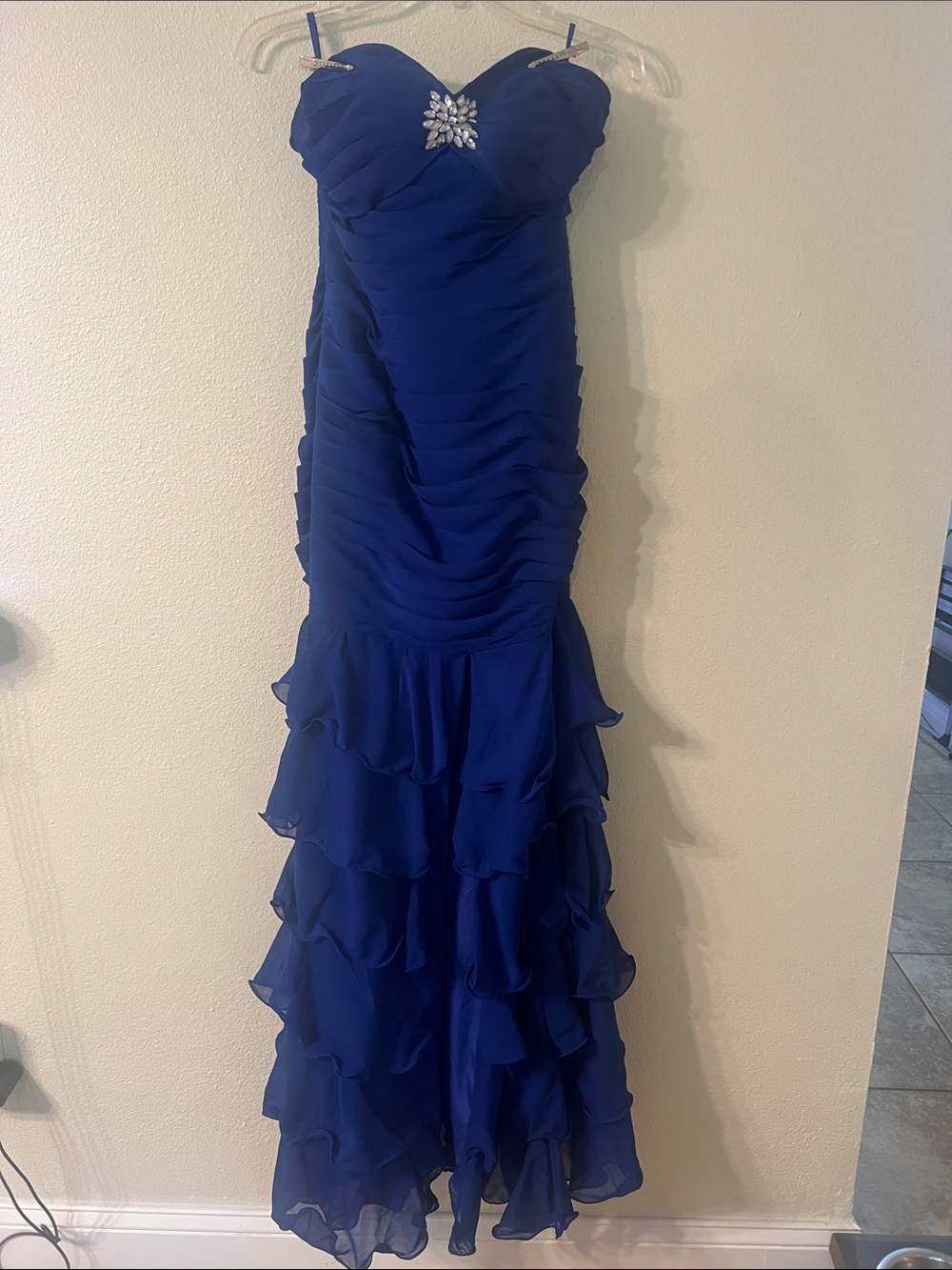 Royal Blue Strapless Ruffled Prom/Evening Gown
